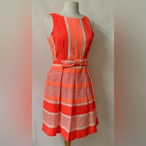Anthropologie Dress Eva Franco FLUORESCENT Pleated BOW 1960's Style Size 6
